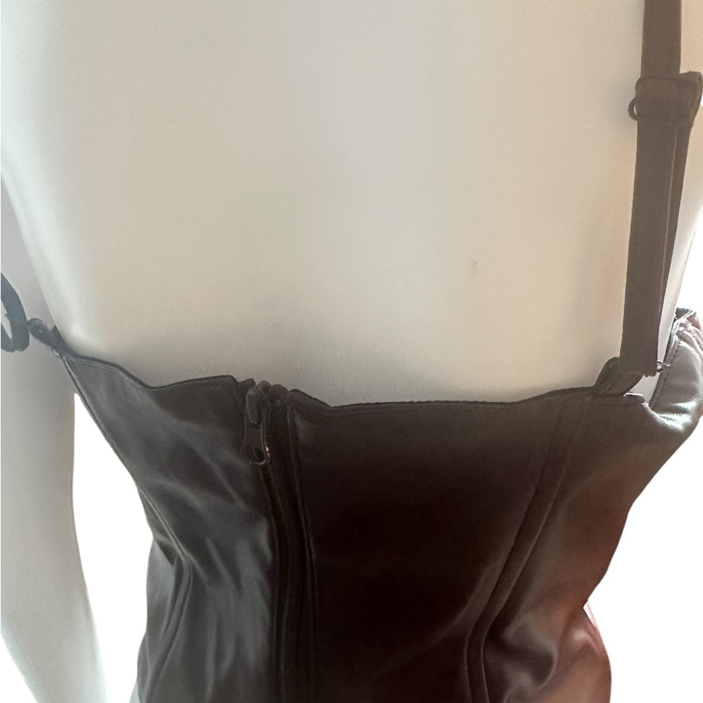 Current Mood Brown Faux Leather Top Corset Back Zip M - Picture 2 of 9